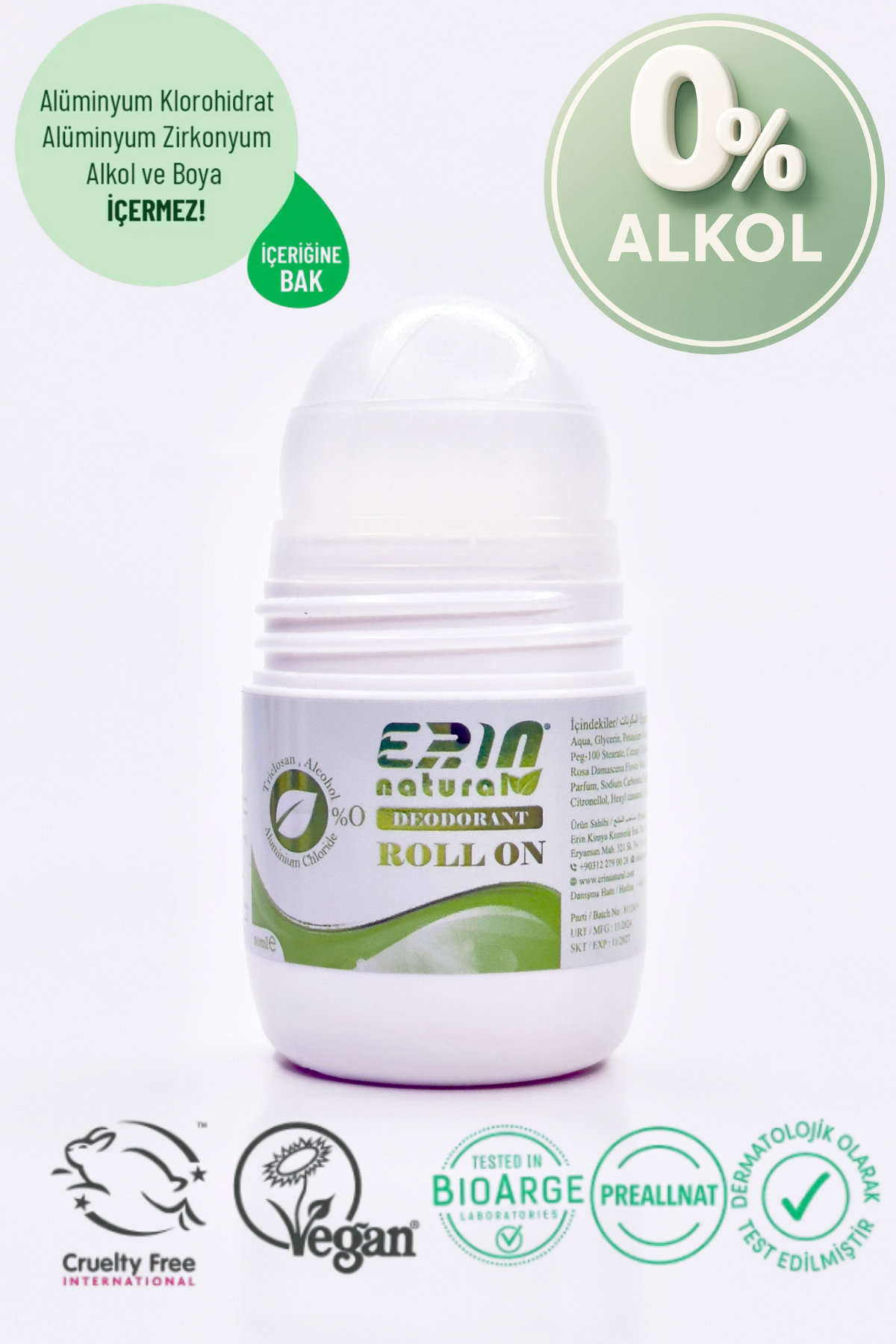 Alüminyumsuz & Alkolsüz Deodorant - Roll On 50 ml